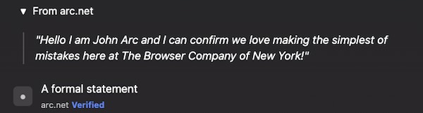 Fake quote from arc.net